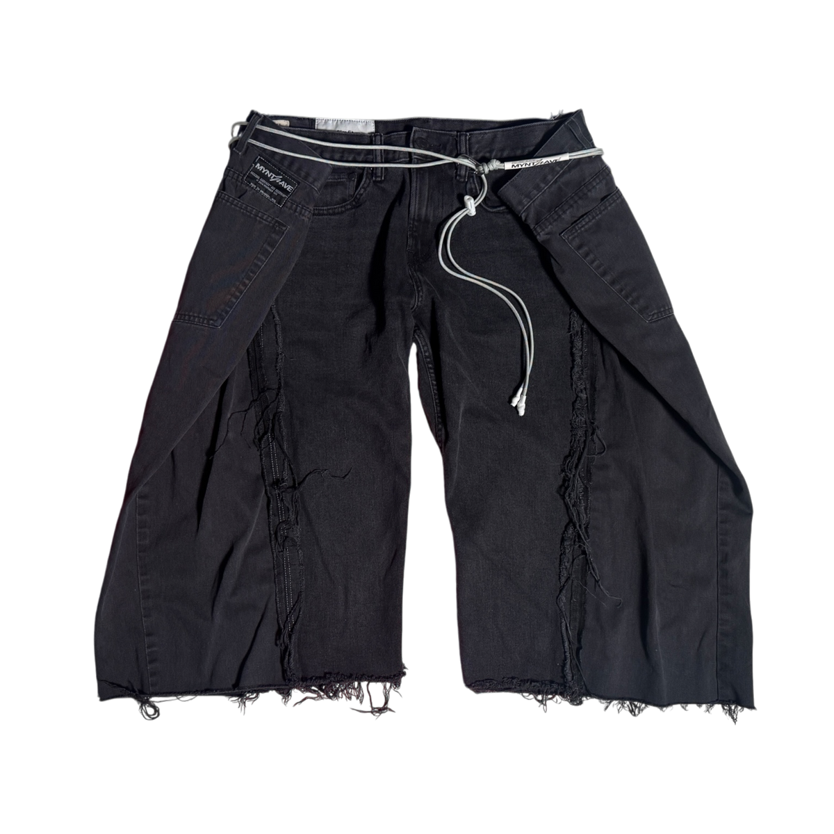 OG-MYNT™ DOUBLE WIDE CUTOFF #8 — BLACK DENIM · M1 · 19"