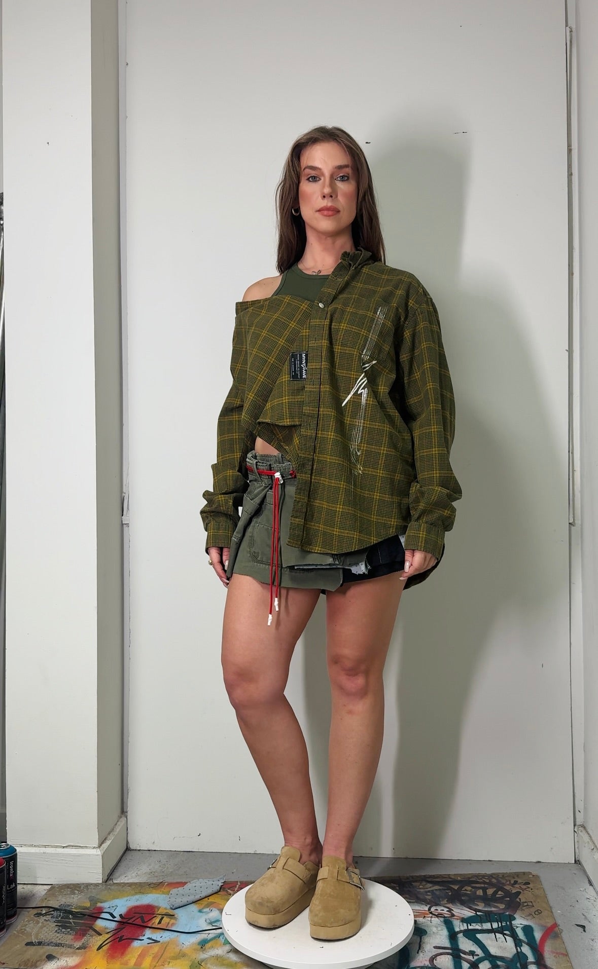 OG-MYNT™ SIDE-SPLIT SHIRT #4 // OLIVE GREEN PLAID